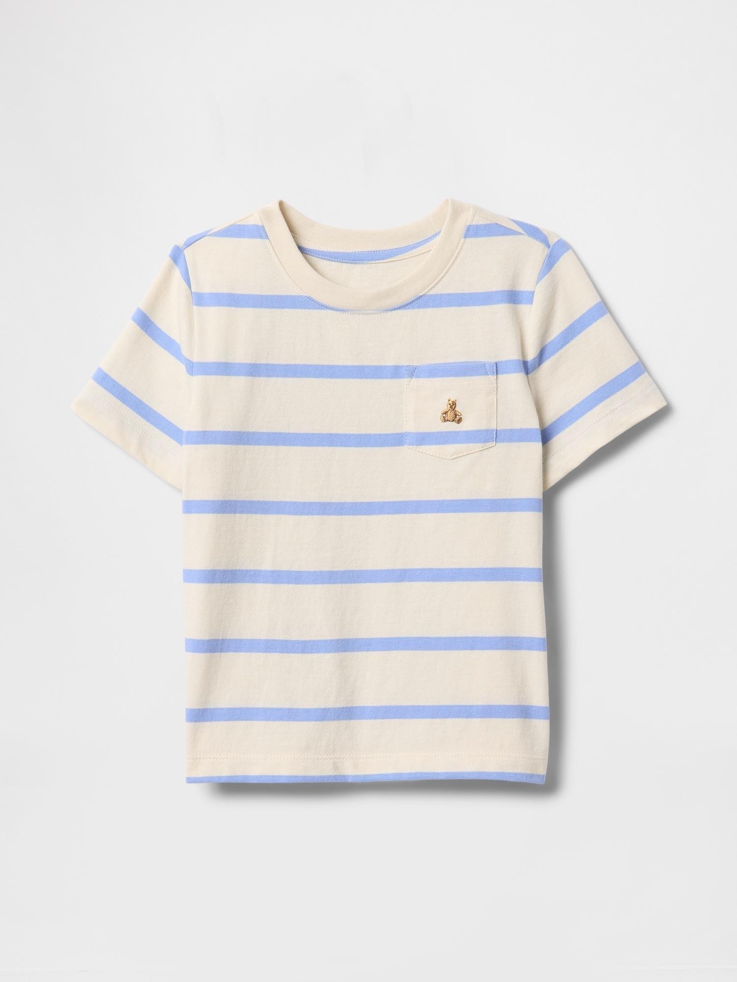 GAP Majica s kratkimi rokavi za malčke Modra - Blue Stripe 
