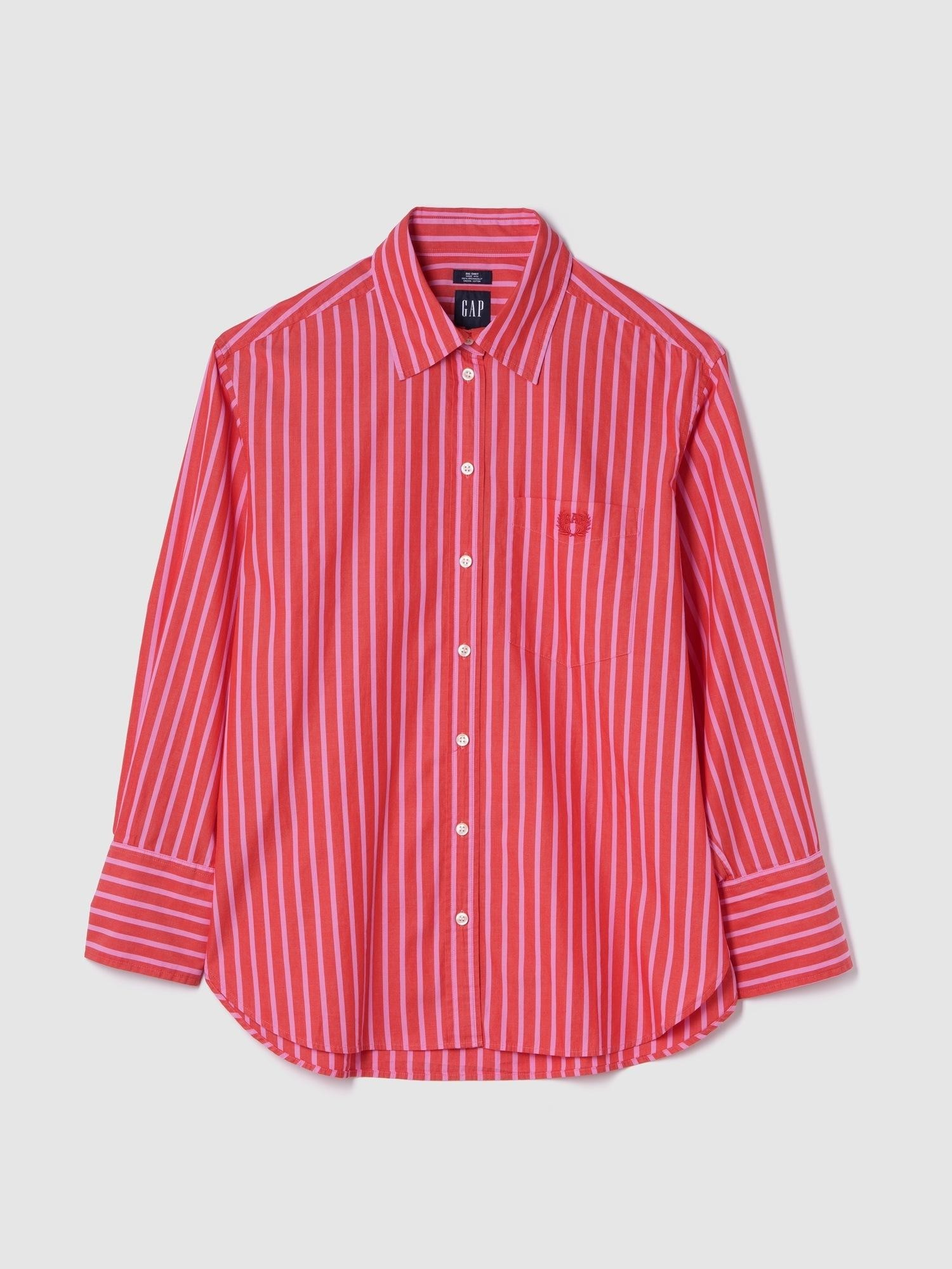 GAP Poplin Striped Shirt The Big Shirt:Opticwht 