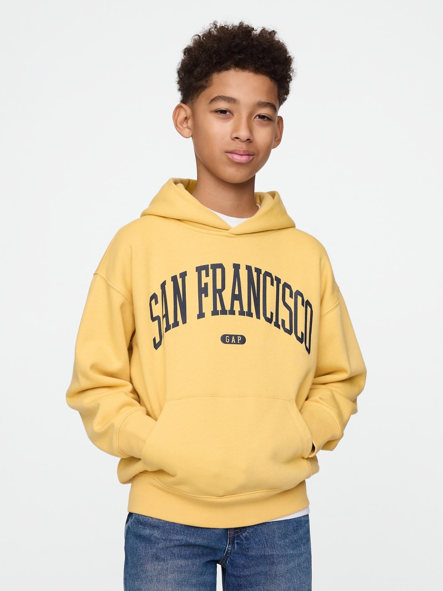 GAP Unisex pulover s kapuco za otroke Rumena - French Almond 