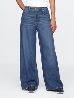 GAP Ženske baggy jeans hlače Modra - Medium Indigo 2