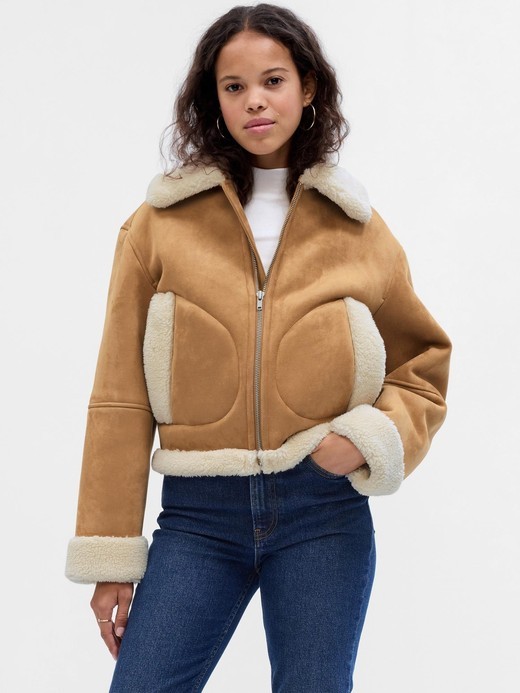 Image for Faux-Suede Sherpa-Trim Jacket from Gap