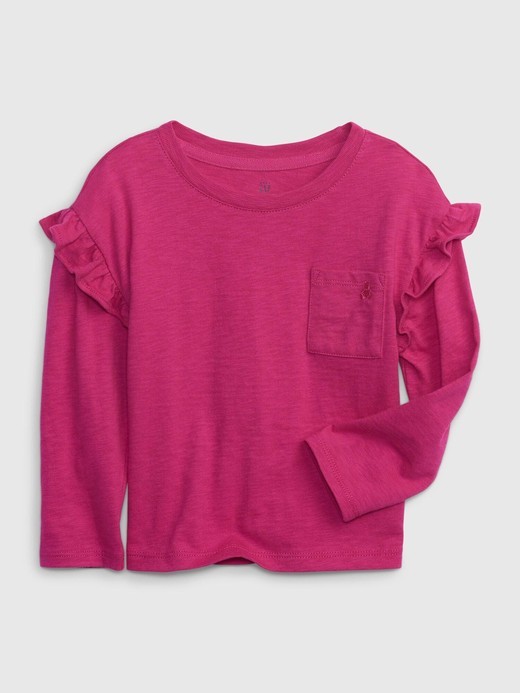 Image for Toddler 100% Organic Ruffle Pocket T-Shirt from Gap