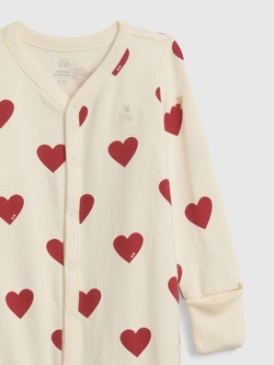 GAP Baby First Favorites Organic Cotton Footed One-Piece Ivory Print 3