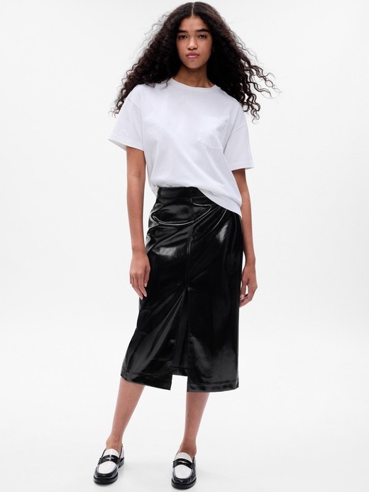 Image for Faux-Leather Midi Skirt from Gap