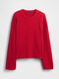CashSoft Cable-Knit Crewneck Sweater
