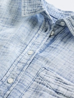 GAP Crinkle Gauze Denim Oversized Shirt Marble Blue Wash 5