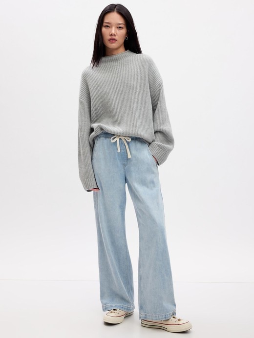 Image for High Rise Wide-Leg Pull-On Jeans with Washwell from Gap