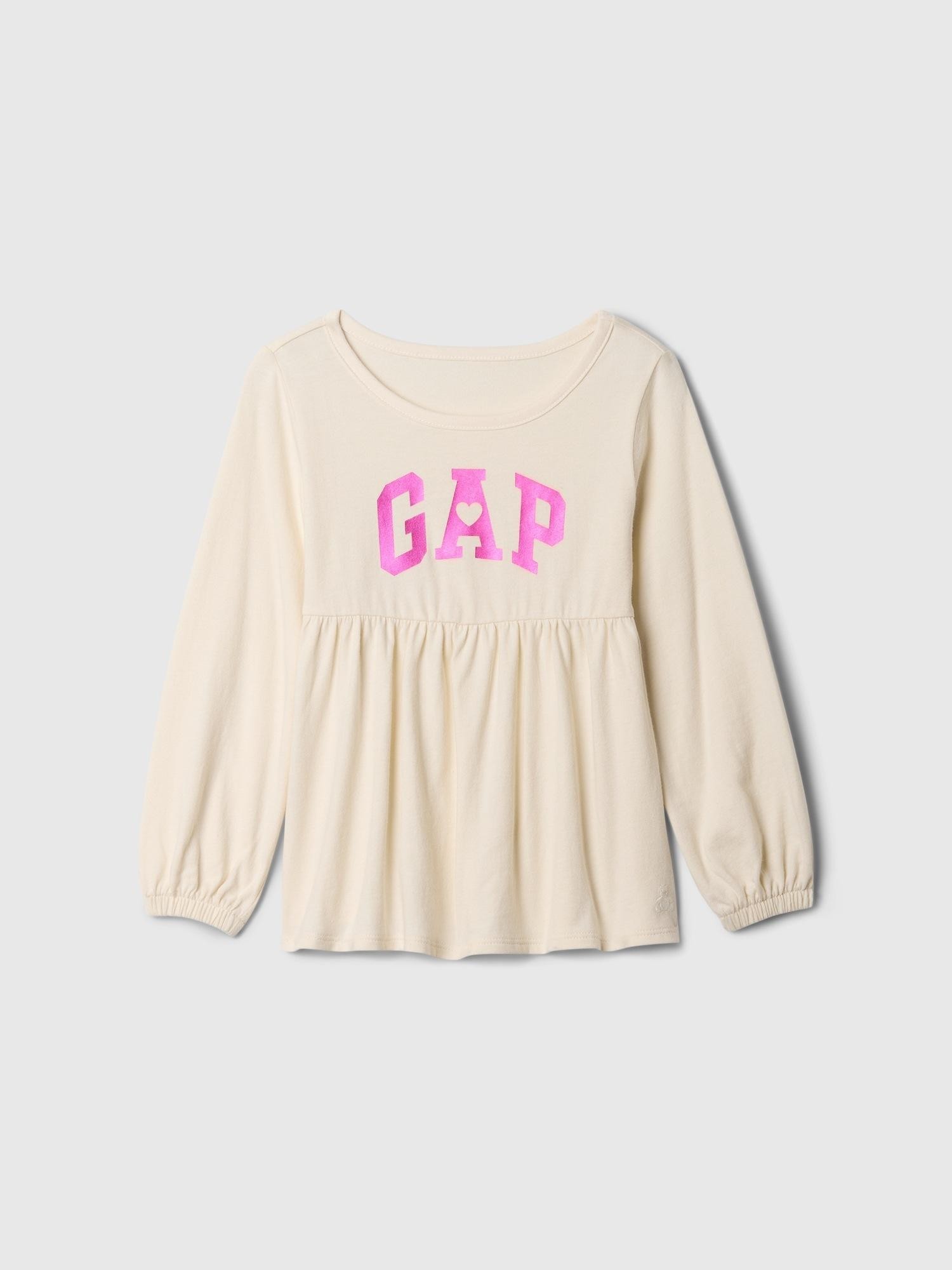 GAP Gap logo majica z dolgimi rokavi za malčice Bež - Ivory Frost 