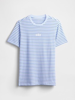 GAP Moška Gap logo črtasta majica s kratkimi rokavi Modra - Twilight Navy 5