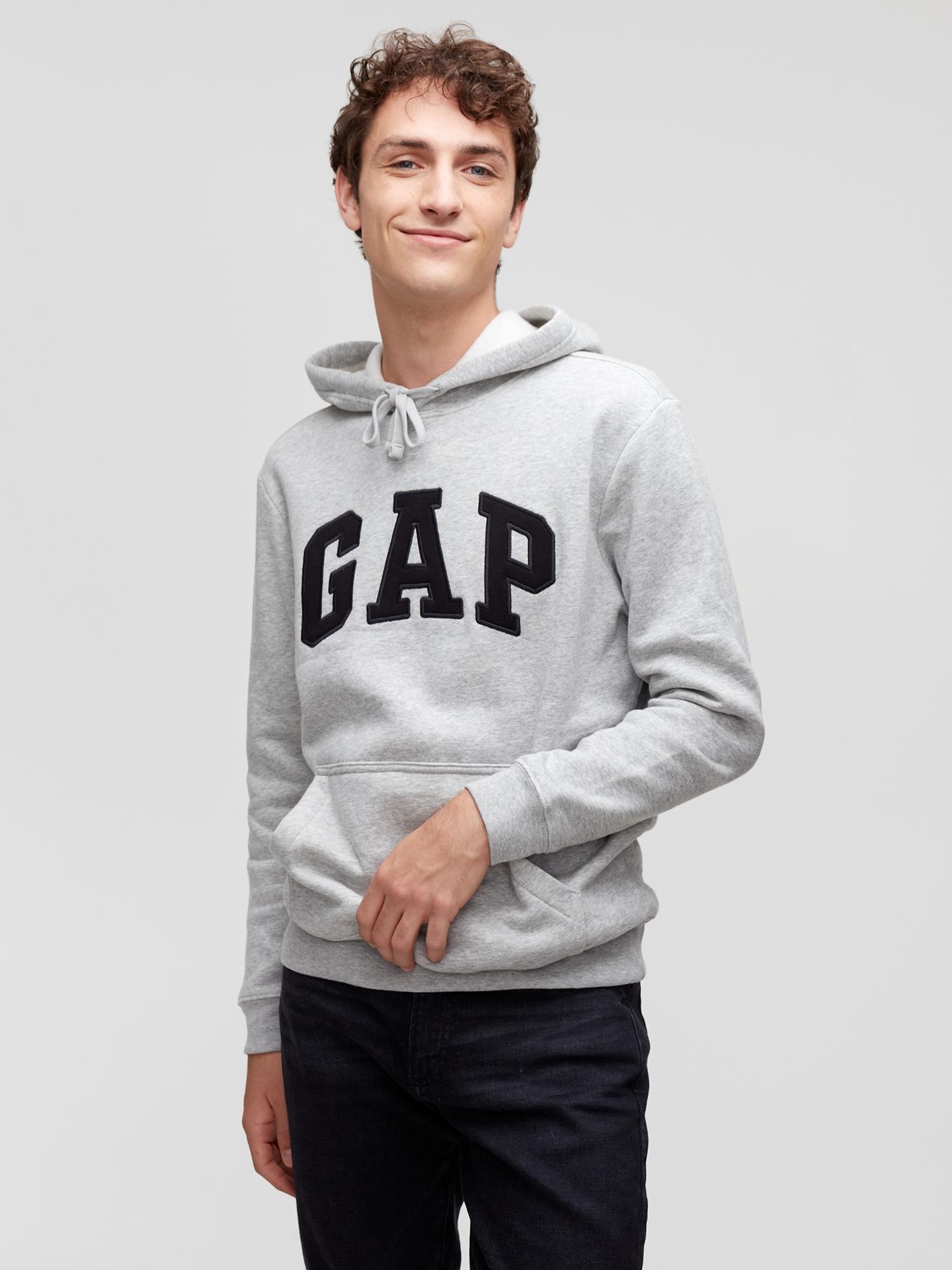 GAP Gap Logo Fleece Hoodie Gray 