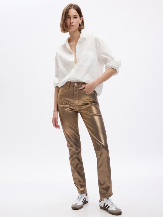 Image for High Rise Metallic Vintage Slim Jeans with Washwell from Gap