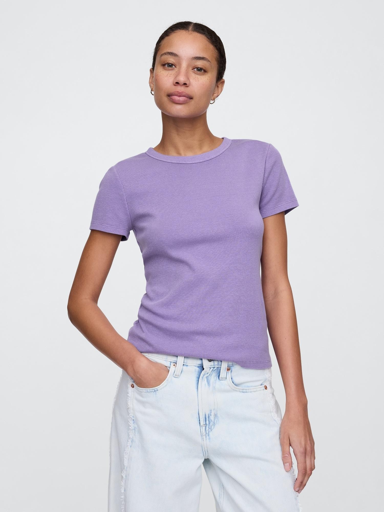 GAP ShortSleeve Ribbed Tee Wisteria Blossom 