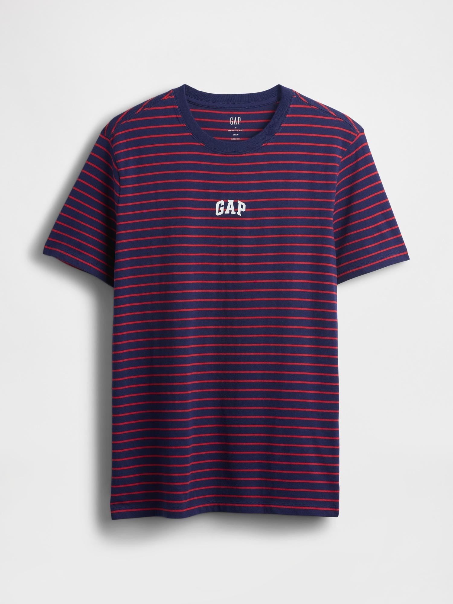 GAP Moška Gap logo črtasta majica s kratkimi rokavi Modra - Twilight Navy 