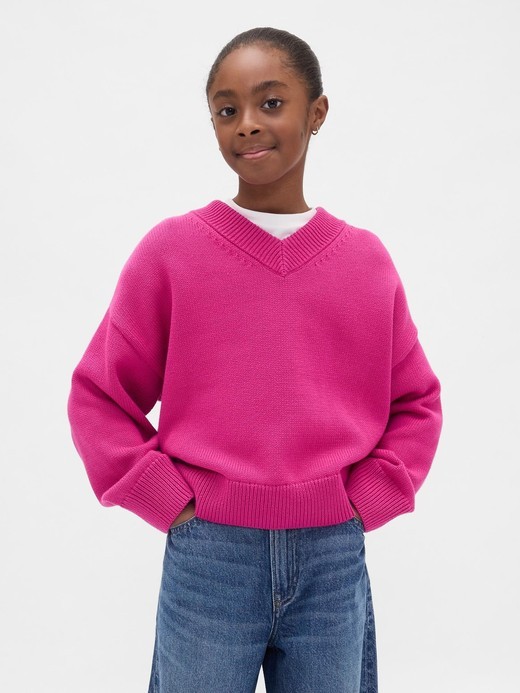 Image for Kids Boxy V-Neck Sweater from Gap