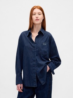 Ženska denim srajca z dolgimi rokavi