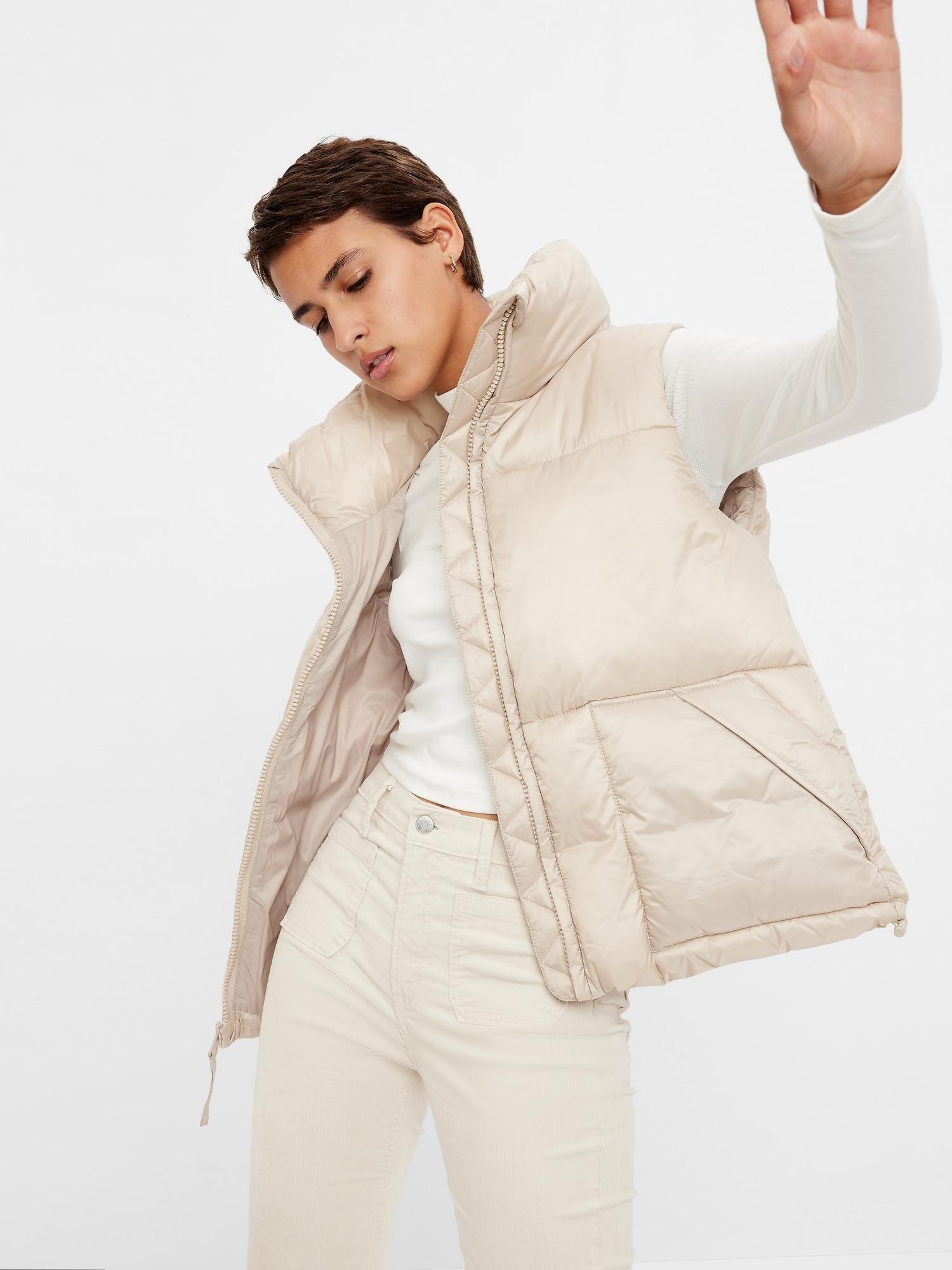 GAP Big Puff Vest Cobblestone Beige 