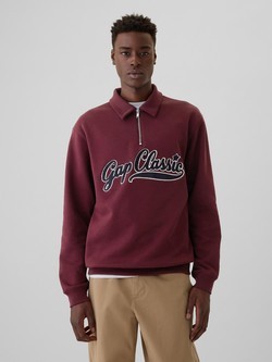 Gap logo moški pulover s polovično zadrgo