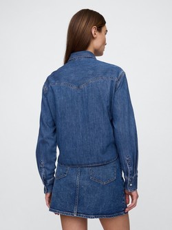 GAP Ženska denim srajčna jakna Modra - Dark Wash Indigo 2