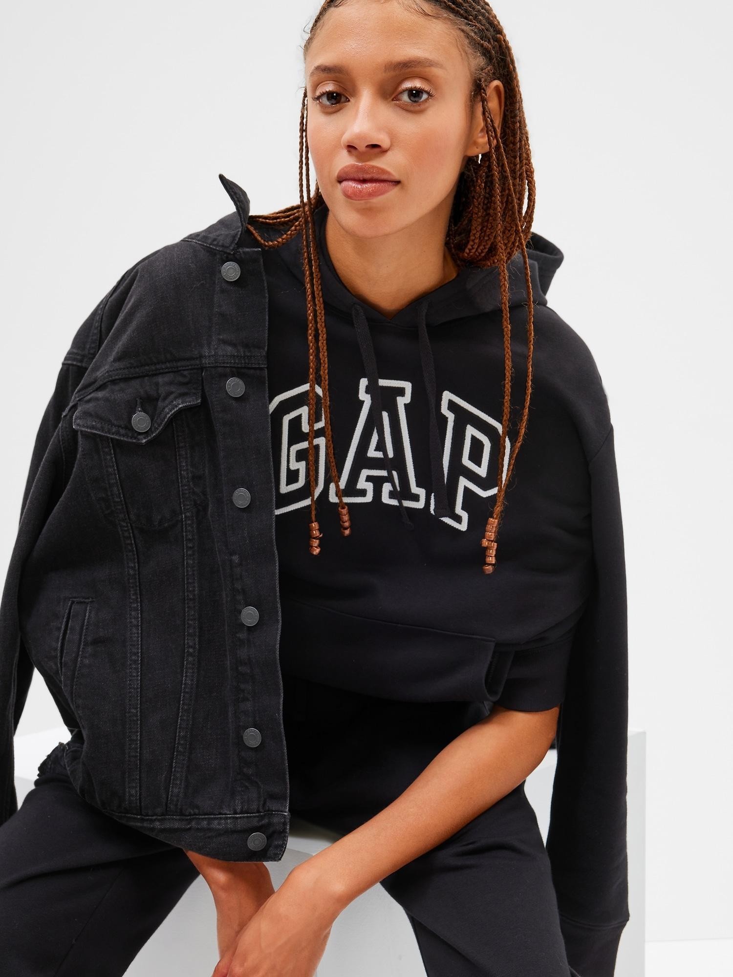 GAP Gap logo ženski pulover s kapuco Črna - Black 