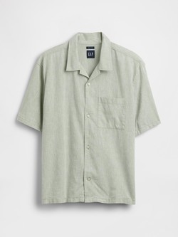 Linen-Cotton Relaxed Straight-Hem Shirt