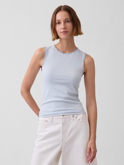 Ženska karirasta majica brez rokavov