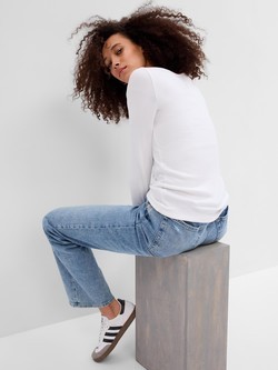 GAP Ženska majica z dolgimi rokavi Bela - Fresh White 2