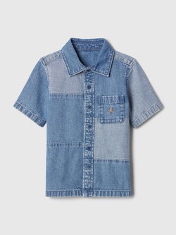 Denim srajca s kratkimi rokavi za malčke