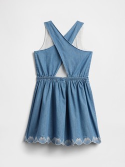 GAP Kids Cross Back Dress Blue Chambray 2