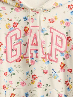 GAP Relaxed Gap Logo Hoodie Red Floral Print 4