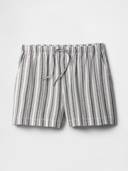 GAP Striped Short In Linen Blend Blue White Stripe 5