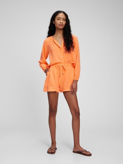 Image for Crinkle Gauze High Rise Pull-On Shorts from Gap