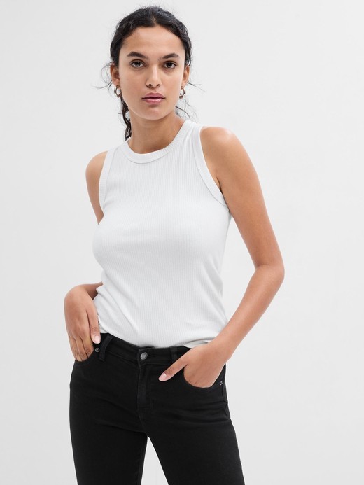 Image for Ribbed High Neck Tank from Gap
