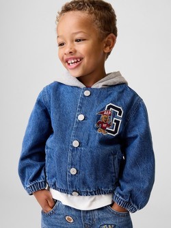 Baby & Toddler Denim Varsity Bomber Jacket with contrast Hood