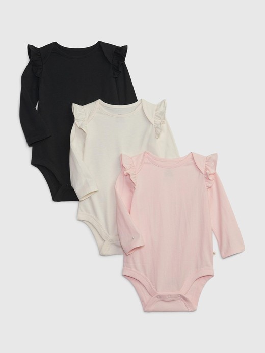 Image for Baby 100% Organic Cotton Mix and Match Ruffle Bodysuit (3-Pack) from Gap