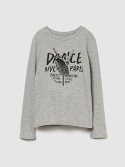 Majica z dolgimi rokavi in potiskom za deklice