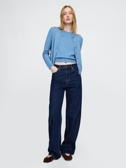 GAP Ženska pletena majica s kratkimi rokavi Modra - Soft Cornflower Blue 2