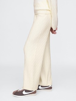 GAP CashSoft Cable-Knit Sweater Pants Cream Beige 3