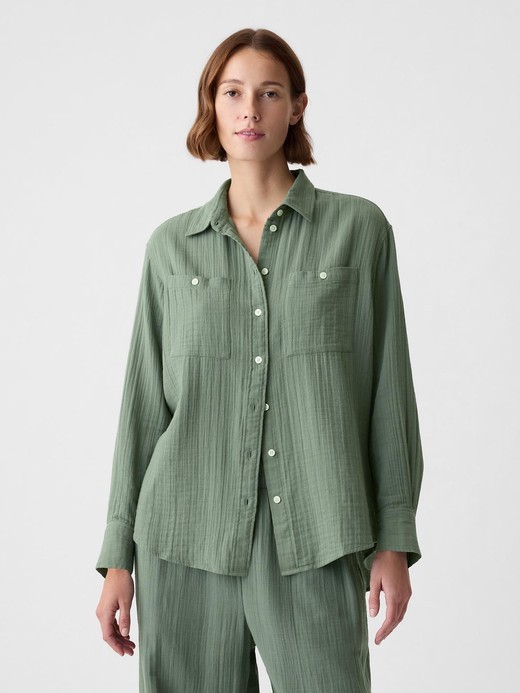 Image for Crinkle Gauze Big Shirt from Gap