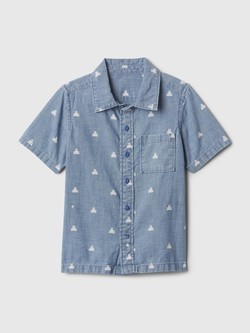 Denim srajca s kratkimi rokavi za malčke