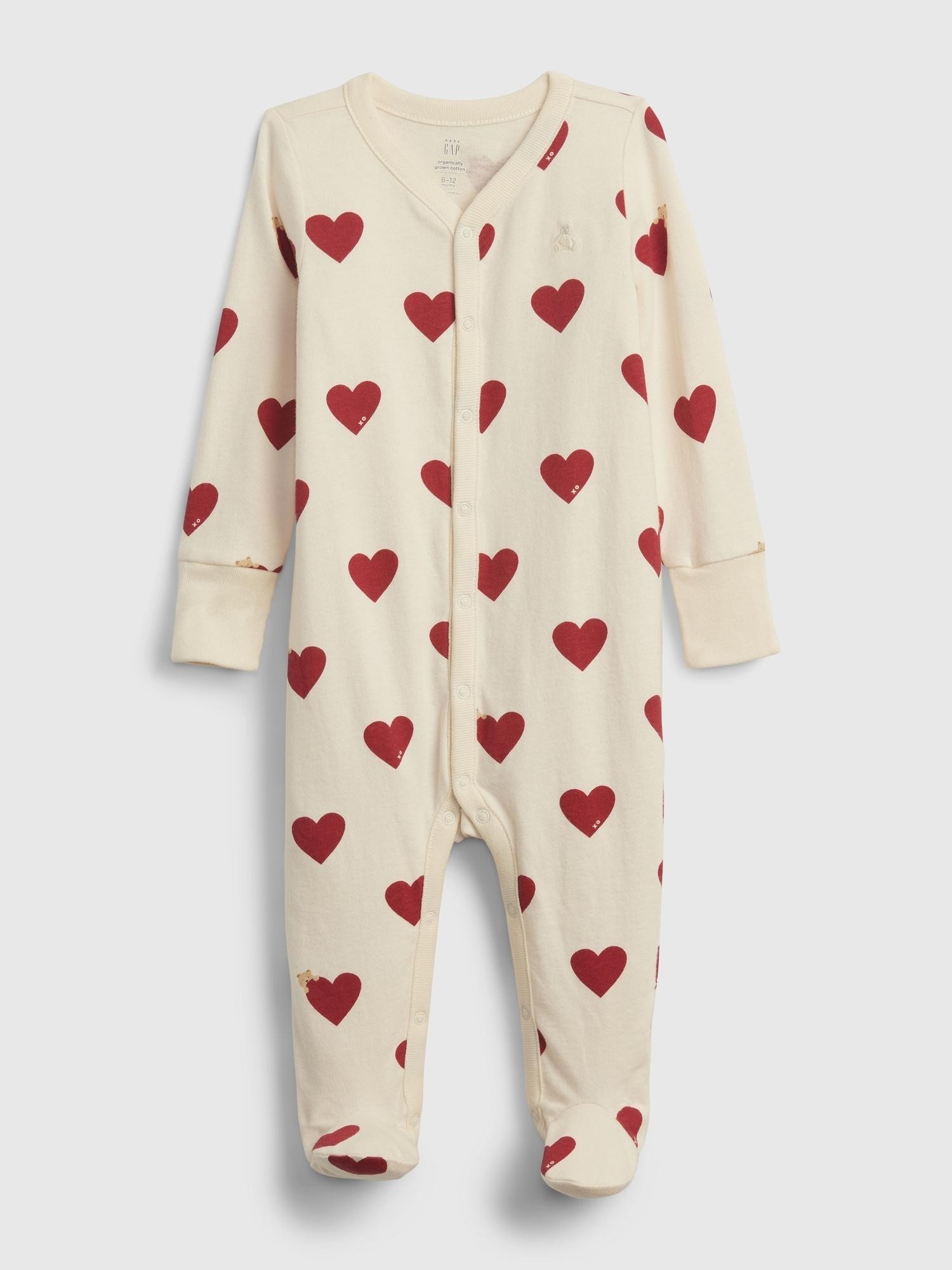 GAP Baby First Favorites Organic Cotton Footed One-Piece Ivory Print 