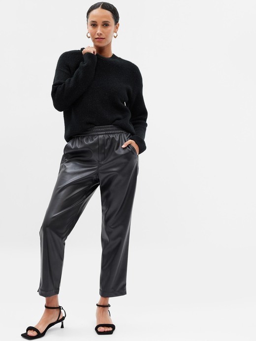 Image for Mid Rise Easy Wide-Leg Faux Leather Pants from Gap