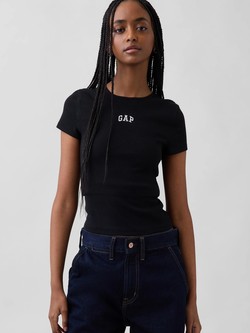 Gap logo ženska rebrasta majica s kratkimi rokavi