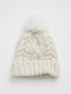 Cable-Knit Poof Beanie