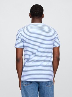 GAP Moška Gap logo črtasta majica s kratkimi rokavi Modra - Twilight Navy 2