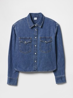 GAP Ženska denim srajčna jakna Modra - Dark Wash Indigo 5