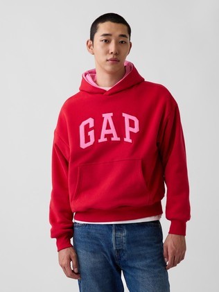 Gap logo moški oversized fit obojestranski pulover s kapuco