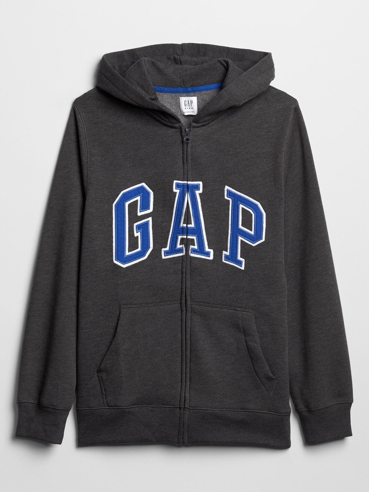 GAP Kids Gap Logo Zip Hoodie charcoal gray 